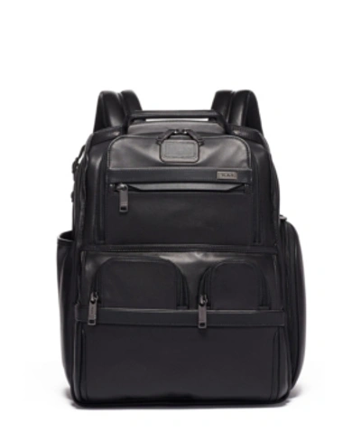 Shop Tumi Alpha 3 Leather Compact Laptop Brief Backpack In Black