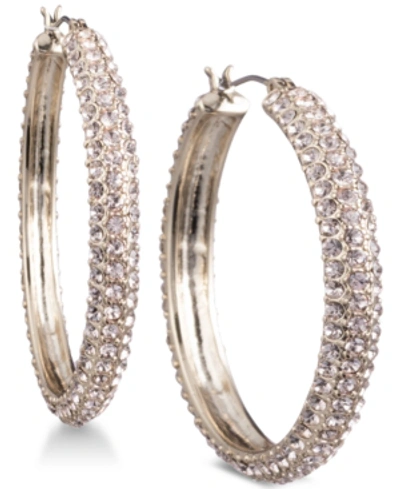 Shop Dkny Micro-pave 1 2/3" Hoop Earrings In Gold