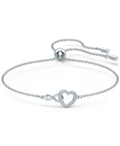 Shop Swarovski Silver-tone Crystal Heart & Infinity Symbol Slider Bracelet