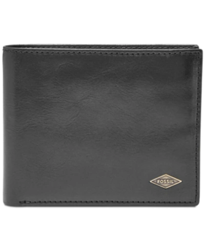 Shop Fossil Men's Ryan Leather Wallet In Black