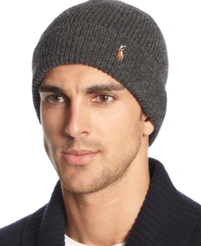 Shop Polo Ralph Lauren Men's Signature Cuff Hat In Charcoal
