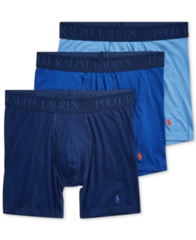 Shop Polo Ralph Lauren Men's 3-pack 4d Flex Modal Boxer Briefs In Blue Assorted