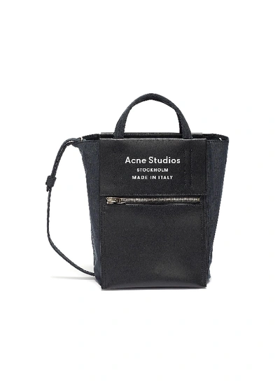 Shop Acne Studios Logo Zip Pocket Leather Panelled Small Tote Bag