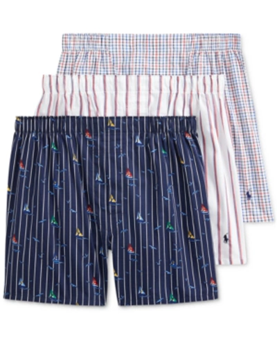 Shop Polo Ralph Lauren Men's Classic-fit Boxer In Sail Print/boat Stripe/sail Plaid