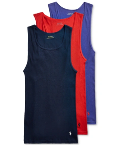 Shop Polo Ralph Lauren Men's 3-pk. Classic Tank Tops In Navy/red/royal