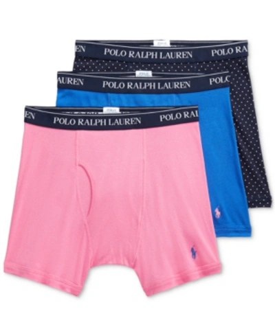 Shop Polo Ralph Lauren Classic Fit Boxer Briefs In Blue/pink/navy Dot