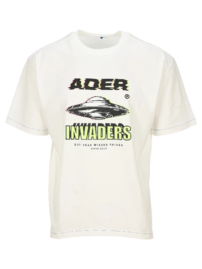 Shop Ader Error Invaders Print T-shirt In Ivory
