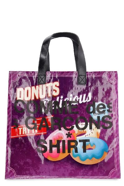 Shop Comme Des Garçons Shirt Printed Tote Bag In Multicolor