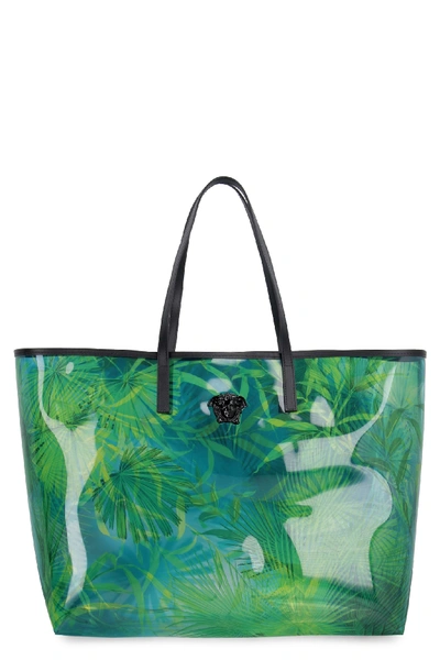 Shop Versace Vinyl Shopper Bag In Green