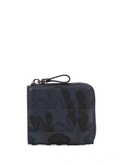 Valentino Garavani Camouflage Star Patch Wallet In Blue