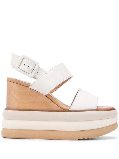 Shop Paloma Barceló Open Toe Wood Sole Sandals In Neutrals