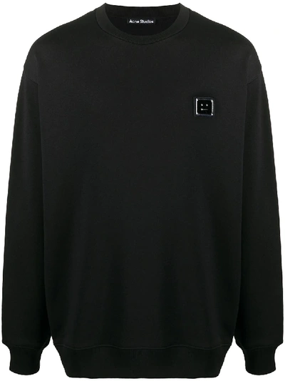 Shop Acne Studios Face Plaque Long-sleeve Sweatshirt In Black