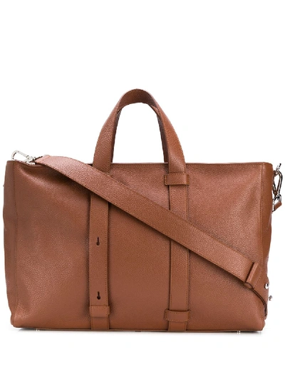 Shop Orciani Embossed Tote Bag In Brown