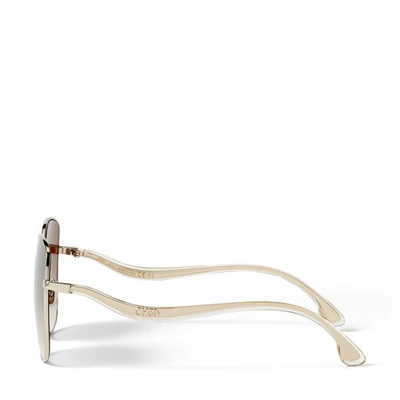 Shop Jimmy Choo Mamie Light Gold Stainless Steel Square Sunglasses With Brown-shaded Silver Mirror Lenses In Enq Brown Sm Silver