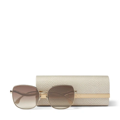 Shop Jimmy Choo Mamie Light Gold Stainless Steel Square Sunglasses With Brown-shaded Silver Mirror Lenses In Enq Brown Sm Silver
