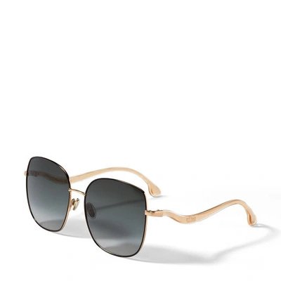 Shop Jimmy Choo Mamie Rose Gold Stainless Steel Sunglasses With Grey-shaded Lenses In E9o Dark Grey Shaded