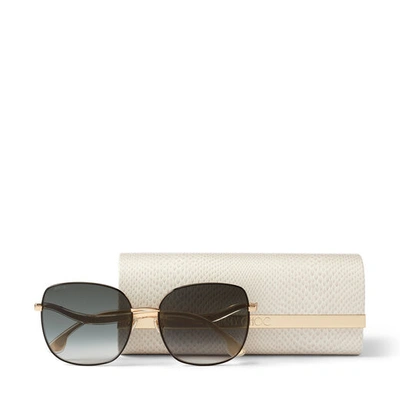 Shop Jimmy Choo Mamie Rose Gold Stainless Steel Sunglasses With Grey-shaded Lenses In E9o Dark Grey Shaded