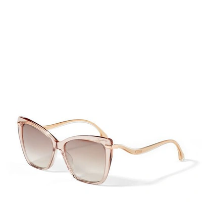 Shop Jimmy Choo Selby Nude Acetate Square Sunglasses With Brown-shaded Silver Mirror Lenses In Enq Brown Silver