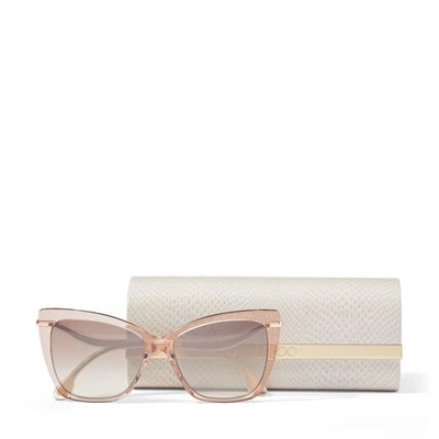 Shop Jimmy Choo Selby Nude Acetate Square Sunglasses With Brown-shaded Silver Mirror Lenses In Enq Brown Silver