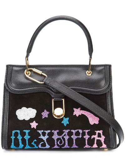 Shop Olympia Le-tan Mini Mia Griffin Handbag In Black