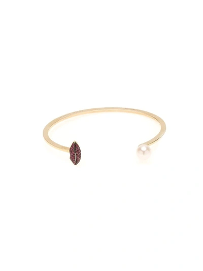 Shop Delfina Delettrez Lips Piercing Bracelet In Gold