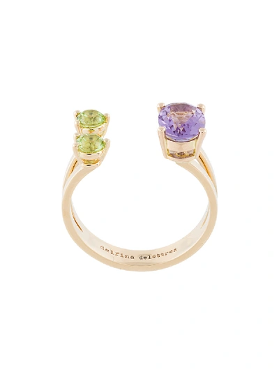 Shop Delfina Delettrez Amethyst And Peridot Dots Ring