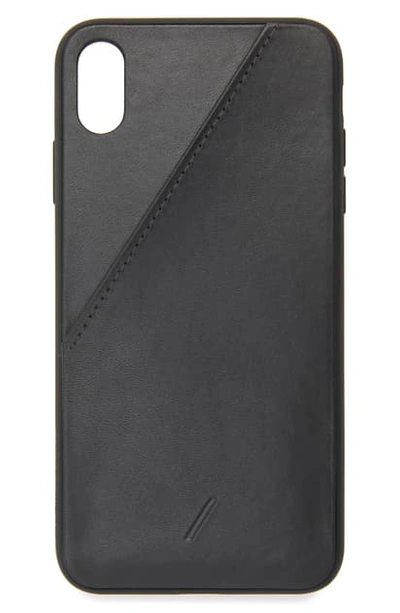 Shop Native Union Leather Card Iphone Xs Max Case In Black