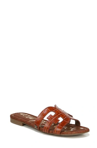 Shop Sam Edelman Bay Cutout Slide Sandal In Warm Mahogany Leather