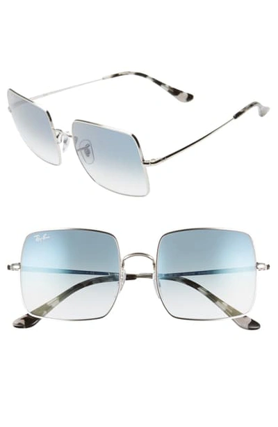 Shop Ray Ban 54mm Square Sunglasses In Silver/ Blue Gradient
