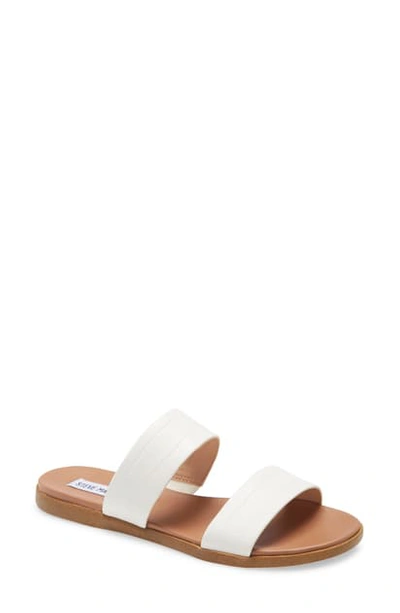 Shop Steve Madden Dual Woven Slide Sandal In White Croco