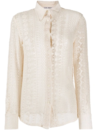 Shop Our Legacy Knitted Lace Shirt In Neutrals