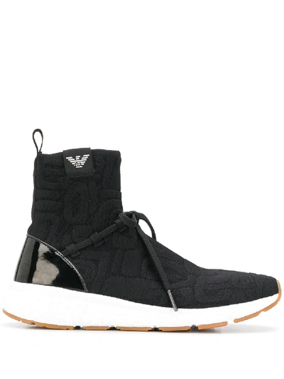 Shop Emporio Armani Sock-liner Sneakers In Black