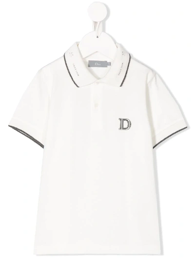 Shop Baby Dior Daily Dior Print Polo Shirt In White