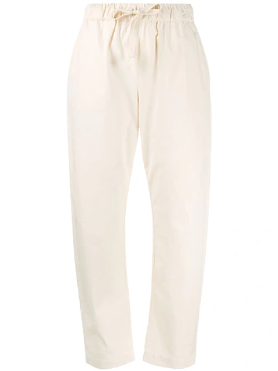 Shop Semicouture Elasticated Chino Trousers In Neutrals