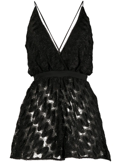 Shop Missoni Deep V-neck Knit Playsuit In Black