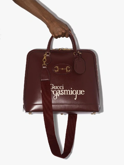 Shop Gucci Brown Horsebit Orgasmique Leather Tote Bag