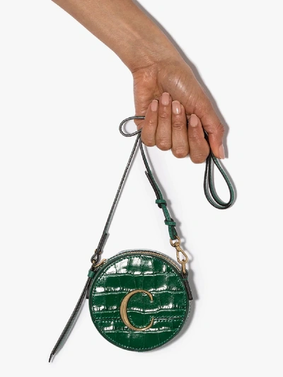 Shop Chloé Green C Round Mock Croc Mini Bag
