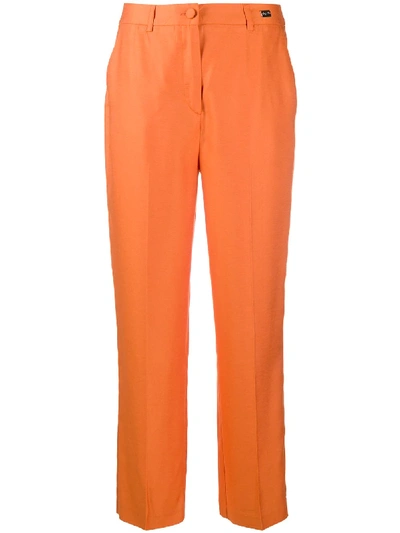 Shop Be Blumarine Low-waist Tapered Trousers In Orange