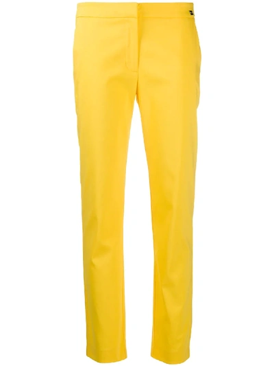 Shop Be Blumarine Low-waist Tapered Trousers In Yellow