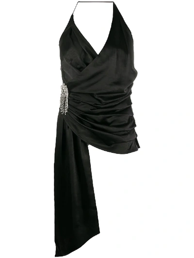 Shop Misha Collection Embellished Wrap Top In Black
