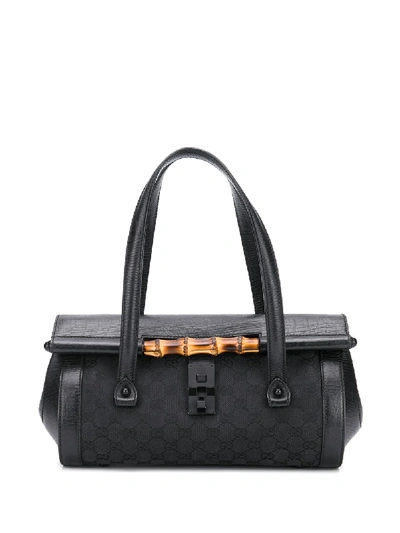 Pre-owned Gucci Bamboo Monogram Tote In Black