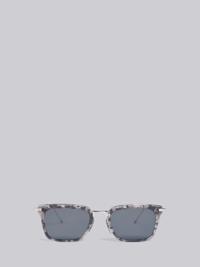 Shop Thom Browne Grey Tortoise Wayfarer Sunglasses