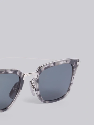 Shop Thom Browne Grey Tortoise Wayfarer Sunglasses