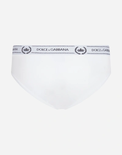 Shop Dolce & Gabbana Medium Briefs In Bi-elastic Cotton In White