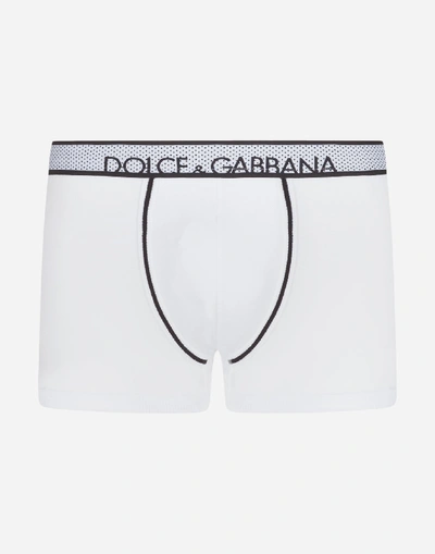 Shop Dolce & Gabbana Cotton Boxers In Stretch Pima In White