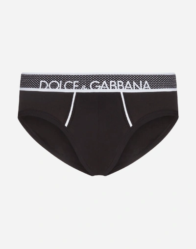 Shop Dolce & Gabbana Medium Briefs In Stretch Pima Cotton In Black