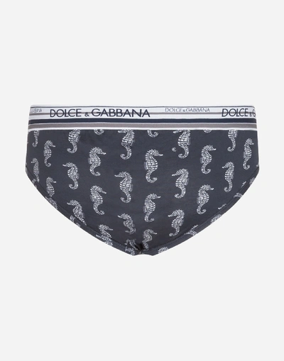 Shop Dolce & Gabbana Medium Cotton Briefs With Seahorse Print