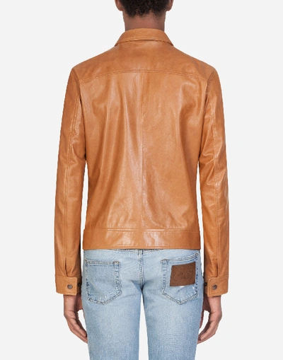 Shop Dolce & Gabbana Leather Zip-up Jacket