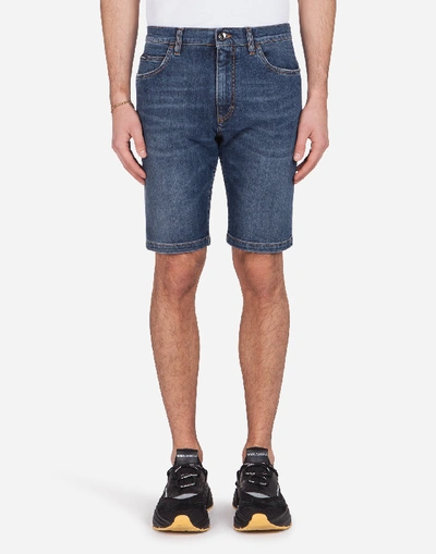 Shop Dolce & Gabbana Stretch Denim Bermuda Shorts