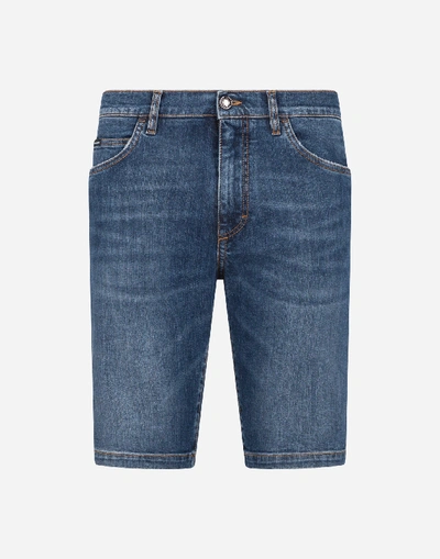 Shop Dolce & Gabbana Stretch Denim Bermuda Shorts